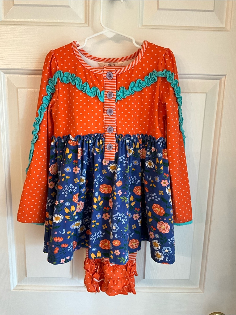 Matilda Jane Orange Polka Dot & Navy Floral Long-Sleeve Set